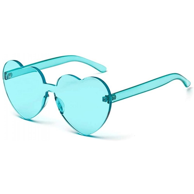 Rimless Love Heart Shape Sunglasses Women One Pieces Lens Rimless Sun Glasses For Women - Green - CB18KRG32ZT $10.37