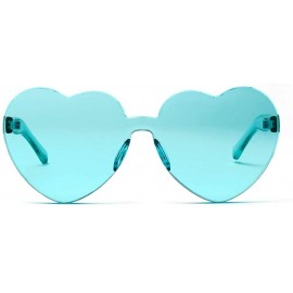 Rimless Love Heart Shape Sunglasses Women One Pieces Lens Rimless Sun Glasses For Women - Green - CB18KRG32ZT $10.37