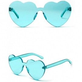 Rimless Love Heart Shape Sunglasses Women One Pieces Lens Rimless Sun Glasses For Women - Green - CB18KRG32ZT $10.37