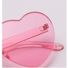 Rimless Love Heart Shape Sunglasses Women One Pieces Lens Rimless Sun Glasses For Women - Green - CB18KRG32ZT $10.37