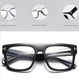 Aviator Unisex Large Square Optical Eyewear Non-prescription Eyeglasses Flat Top Clear Lens Glasses Frames - Black - CD18NA9Z...