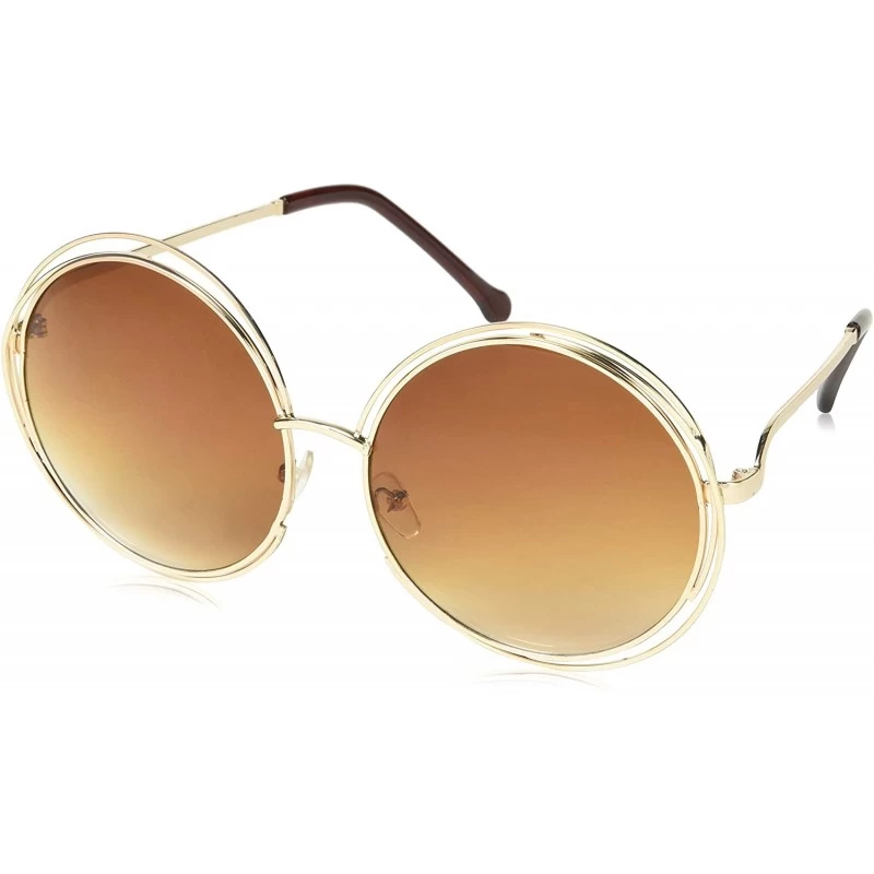 Oversized Big Round Oversized Double Wire Rim Sunglasses Metal Frame Retro XXL Shades - CE12LR4AI5P $14.89