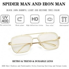 Aviator Tony Stark Sunglasses for Men Women Square Metal Frame - Iron Man and Spider-Man Vintage Sun Glasses - CD1948SKMDW $1...