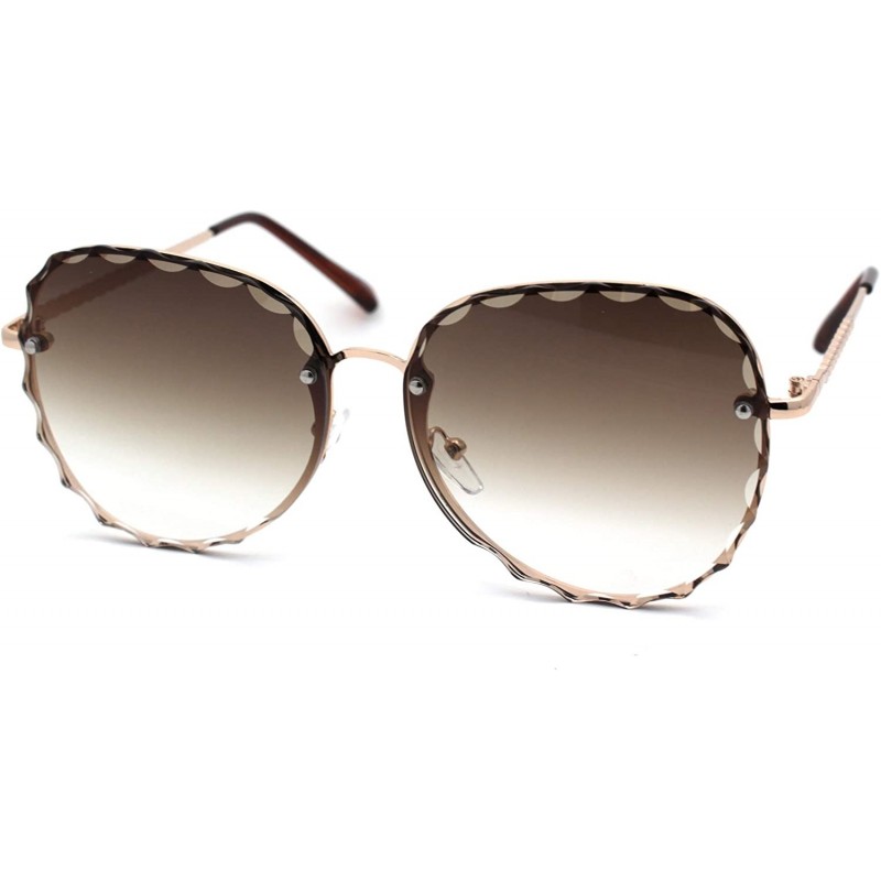 Butterfly Womens Flower Petal Bevel Lens Butterfly Sunglasses - Gold Brown - CZ18ZMGYZ2H $11.67