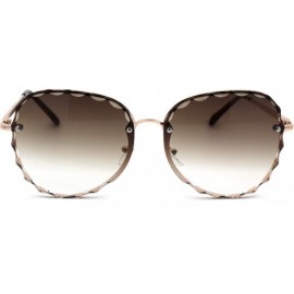 Butterfly Womens Flower Petal Bevel Lens Butterfly Sunglasses - Gold Brown - CZ18ZMGYZ2H $11.67