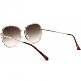 Butterfly Womens Flower Petal Bevel Lens Butterfly Sunglasses - Gold Brown - CZ18ZMGYZ2H $11.67