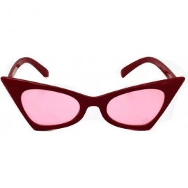 Cat Eye Small Cat Eye Sunglasses For Women High Pointed Tinted Color Lens New - Red / Light Pink - CG180755T38 $11.60