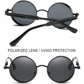 Round Polarized Lennon Round Sunglasses Women Men Circle Hippie Sun Glasses - Black Retro - C7182IXY47L $15.99