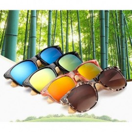 Oversized Retro Bamboo Wood Vintage Sport Fashion Mirror Designer Shades Sunglasses - Matte Black/Mercury - CQ18HD7Q9G7 $9.96