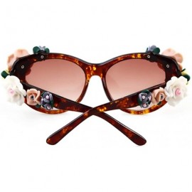 Oversized Sunglasses for Women Oversized Cat Eye Glasses Flowers Sunglasses Beach On Vaction UV400 Protection - Leopard - CF1...