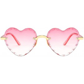 Cat Eye Heart Shaped Sunglasses for Women Fashion Casual Polarized Vintage Retro Cat Eye Frameless Sun Glasses - D - CH190OSX...