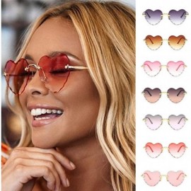 Cat Eye Heart Shaped Sunglasses for Women Fashion Casual Polarized Vintage Retro Cat Eye Frameless Sun Glasses - D - CH190OSX...