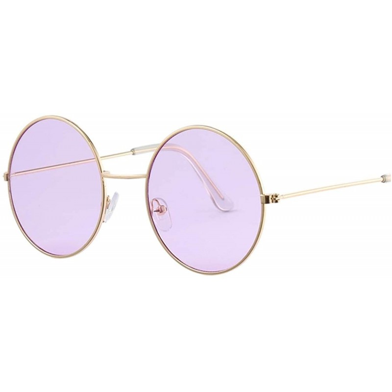 Oval Retro Oval Sunglasses Women Brand Designer UV400 Vintage Metal Fe Round Sun Glasses Female - Gold Purple - C318W66CMTY $...