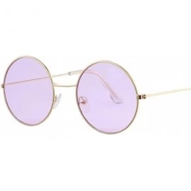 Oval Retro Oval Sunglasses Women Brand Designer UV400 Vintage Metal Fe Round Sun Glasses Female - Gold Purple - C318W66CMTY $...