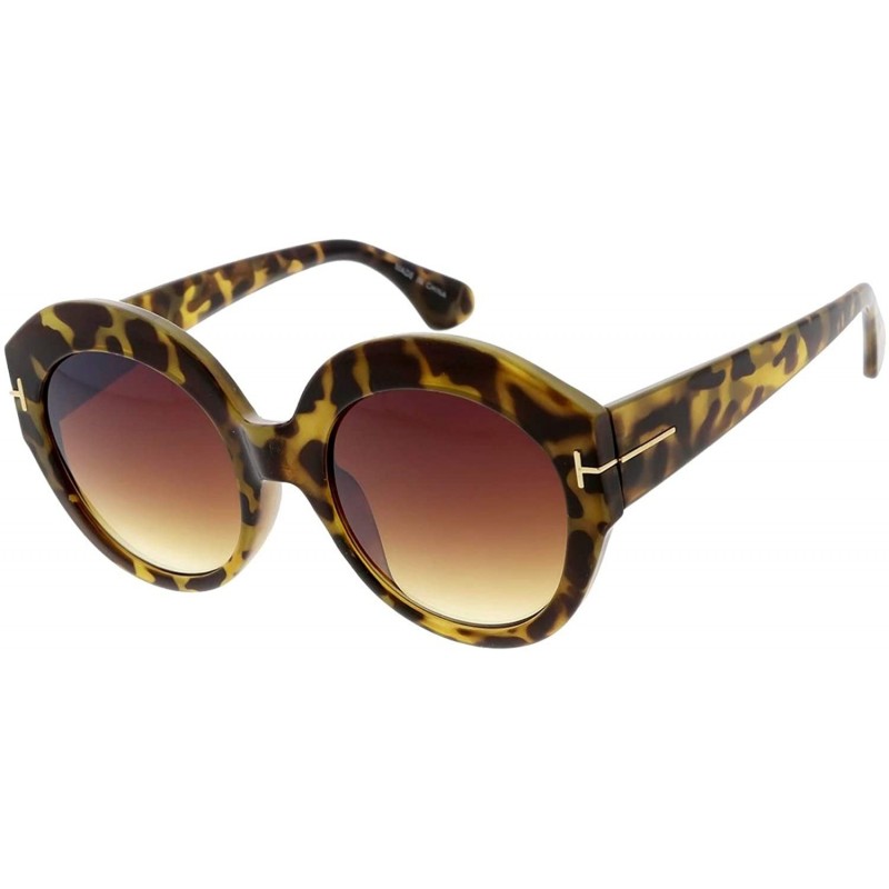 Round Bulky Round Thick Frame Retro Fashion Sunglasses - Gold - CF18UTAELMU $12.42