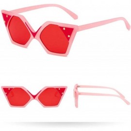 Square Fashion Sunglasses Designer Vintage Colorful - Pink&red - CP18LTRMASY $9.89