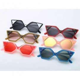 Square Fashion Sunglasses Designer Vintage Colorful - Pink&red - CP18LTRMASY $9.89