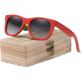 Square Handmade Natural Wooden Men's Glasses Polarized Sunglasses Gradient Lens Women Original Kingseven Red - CR194OUO2WS $3...