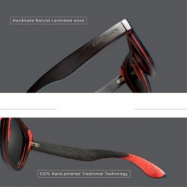 Square Handmade Natural Wooden Men's Glasses Polarized Sunglasses Gradient Lens Women Original Kingseven Red - CR194OUO2WS $3...