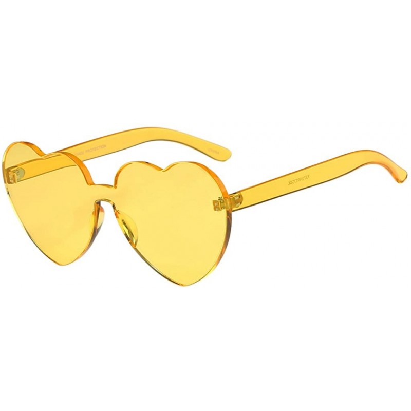 Goggle Women Rimless Sunglasses Mirror Candy Color Integrated Transparent Eyewear - Yellow - CL193599WOM $18.86