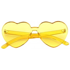 Goggle Women Rimless Sunglasses Mirror Candy Color Integrated Transparent Eyewear - Yellow - CL193599WOM $18.86