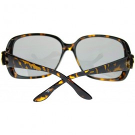 Rectangular Womens Gold Lion Coin Emblem Hinge Rectangular Butterfly Sunglasses - Tortoise Black - CX11NV5BA97 $12.08