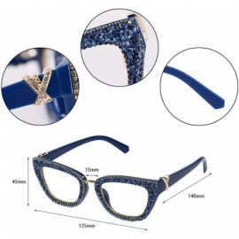 Goggle Sparkling Crystal Sunglasses UV Protection Rhinestone Sunglasses - Blue233 - CV18ZYLUT07 $16.58