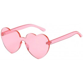 Rimless Love Heart Shaped Sunglasses Women PC Frame Resin Lens Sun Glasses UV400 Sunglasses - Pink - C1199ZXKX43 $7.02