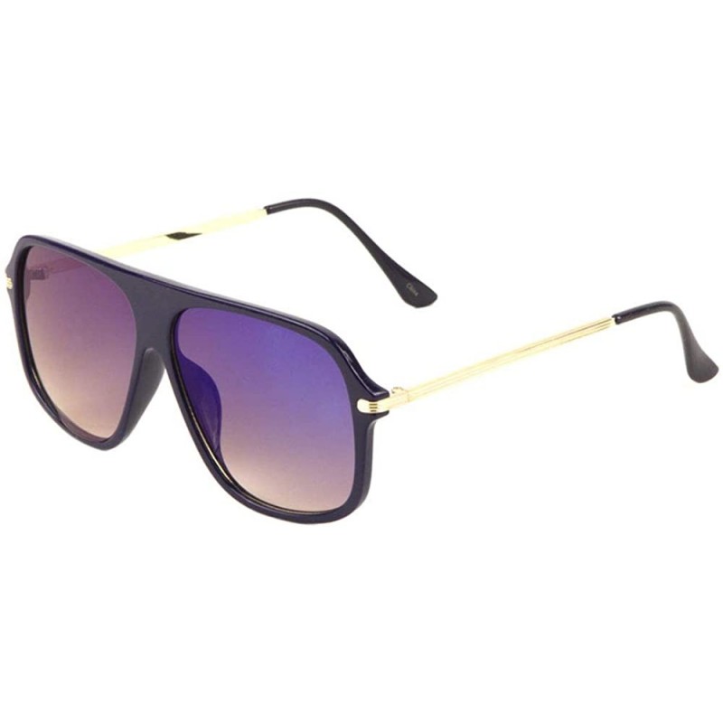 Aviator Flat Top Round Lens Color Mirror Aviator Sunglasses - Purple - C6197S7XT07 $12.12