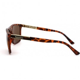 Rectangular Mens Elegant Designer Fashion Stylish Plastic Rim Sunglasses - Tortoise Gold Brown - C518YEEK6CS $12.09