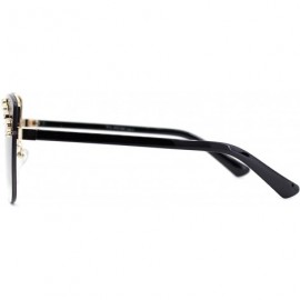 Rimless Womens Rimless Top Brow Trim Rhinestone Cat Eye Sunglasses - Gold Black Green - C918UDL69O3 $12.26