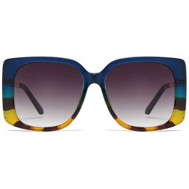 Square Fashion Square Sunglasses Women Retro Brand Designer Mens Goggle Oversized Sun Glasses - Blue&leopard - CN193QD3N7G $1...