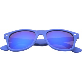 Round Retro Square Fashion Sunglasses in Black Frame Blue Lenses - Navy Blue - C111OJA14J9 $8.73