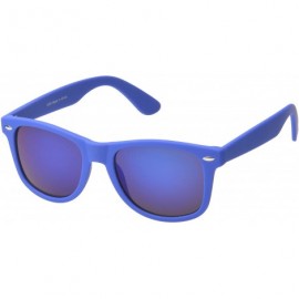 Round Retro Square Fashion Sunglasses in Black Frame Blue Lenses - Navy Blue - C111OJA14J9 $8.73