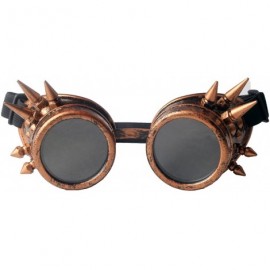 Goggle Spiked Steampunk Vintage Glasses Goggles Rave Retro Cosplay Halloween - Red Bronze Frame - CG18HAD8I57 $10.81