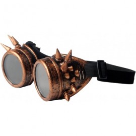 Goggle Spiked Steampunk Vintage Glasses Goggles Rave Retro Cosplay Halloween - Red Bronze Frame - CG18HAD8I57 $10.81