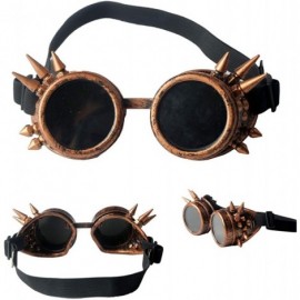 Goggle Spiked Steampunk Vintage Glasses Goggles Rave Retro Cosplay Halloween - Red Bronze Frame - CG18HAD8I57 $10.81