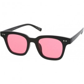 Square Retro Chunky Frame Color Tinted Square Flat Lens Horn Rimmed Sunglasses 47mm - Black / Red - CR12O1ZCRTM $8.60