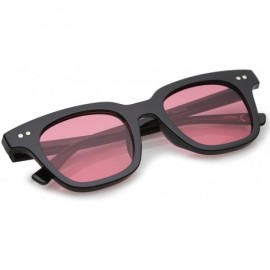 Square Retro Chunky Frame Color Tinted Square Flat Lens Horn Rimmed Sunglasses 47mm - Black / Red - CR12O1ZCRTM $8.60