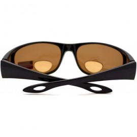 Rectangular Polarized Bifocal Sunglasses Mens Rectangular Black Frame - Black (Brown) - CH1895A88TD $13.66