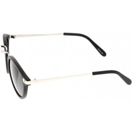 Round Retro Horn Rimmed Metal Nose Bridge P3 Round Sunglasses 50mm - Matte Black-silver / Smoke - CA12O2J0JRS $8.49