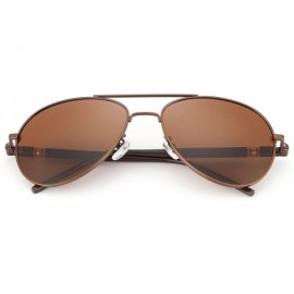 Oval Classic Metal Frame Driving Polarized Aviator Sunglasses for Men and Women - Brown - C112IBWOG73 $27.61