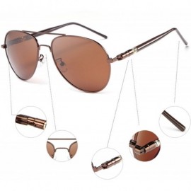 Oval Classic Metal Frame Driving Polarized Aviator Sunglasses for Men and Women - Brown - C112IBWOG73 $27.61