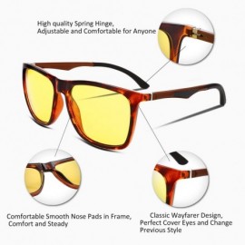 Square Night Vision Driving Glasses Mens Polarized Anti-Glare Eyewear B2293 - 1 Tortoise - CL180M58UHL $17.26