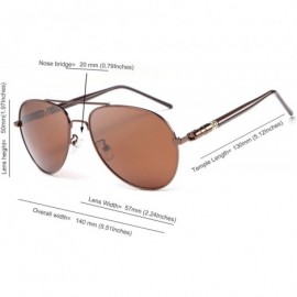 Oval Classic Metal Frame Driving Polarized Aviator Sunglasses for Men and Women - Brown - C112IBWOG73 $27.61