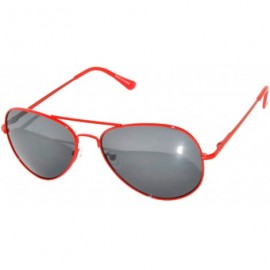 Aviator Colored Metal Frame with Full Mirror Lens Spring Hinge - Red_smoke_lens - CS122DSO2ZR $9.65