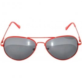 Aviator Colored Metal Frame with Full Mirror Lens Spring Hinge - Red_smoke_lens - CS122DSO2ZR $9.65