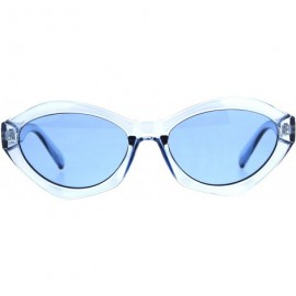 Oval Womens Mod Oval Narrow Plastic Pop Color Sunglasses - Blue - CU180ZAG8O7 $11.82