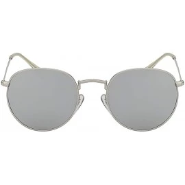 Oval Men Women Vintage Small Oval Metal Frame Sunglasses Mirrored Lens Shades - Silver - CA18IGU9D9X $8.47