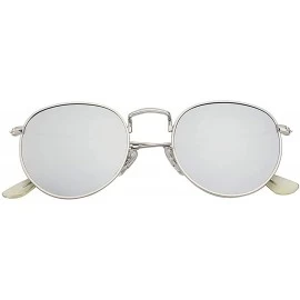 Oval Men Women Vintage Small Oval Metal Frame Sunglasses Mirrored Lens Shades - Silver - CA18IGU9D9X $8.47